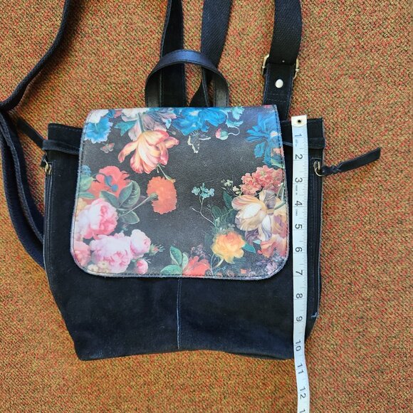 Vintage Victorian Trading Co Floral Leather Backpack - Picture 9 of 9